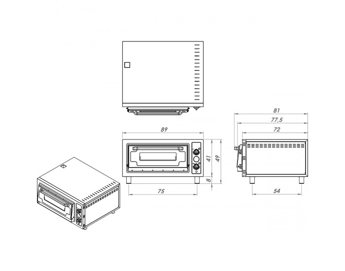 REMTA S16 4'LÜ ELEKTİRKLİ PİZZA FIRINI MONOFAZE 62 CM X 62 CM